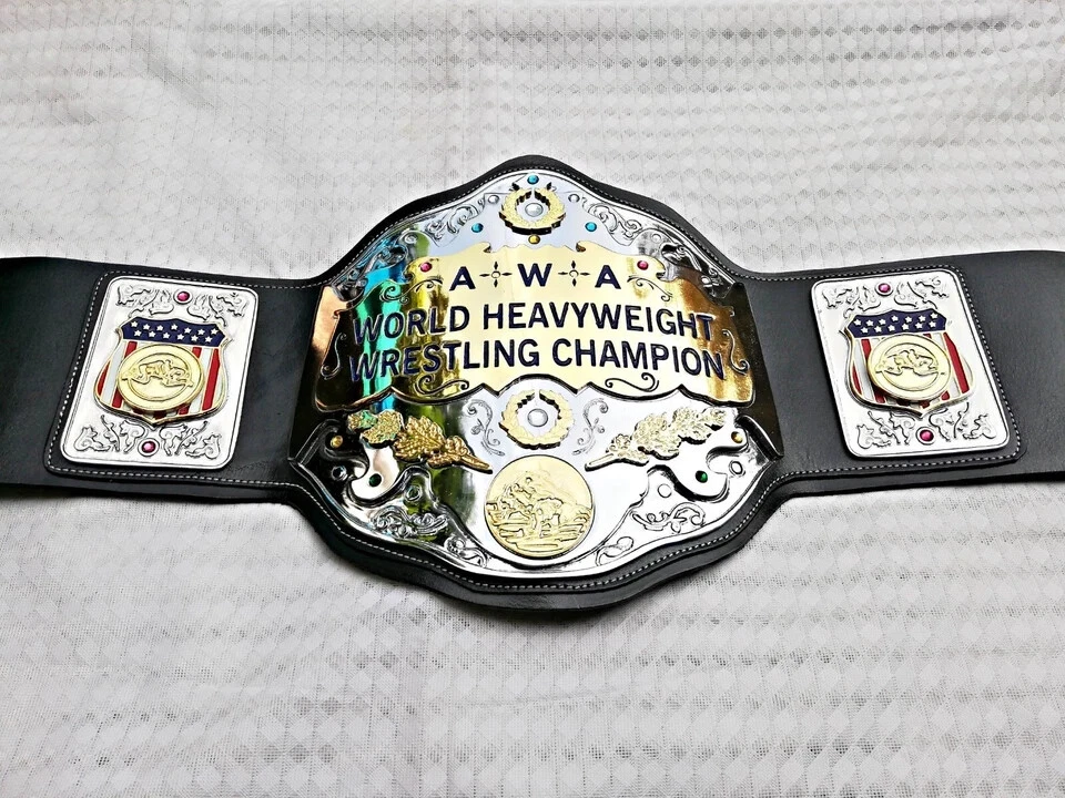 AWA WORLD TAG TEAM BRASS METAL Championship Belt
